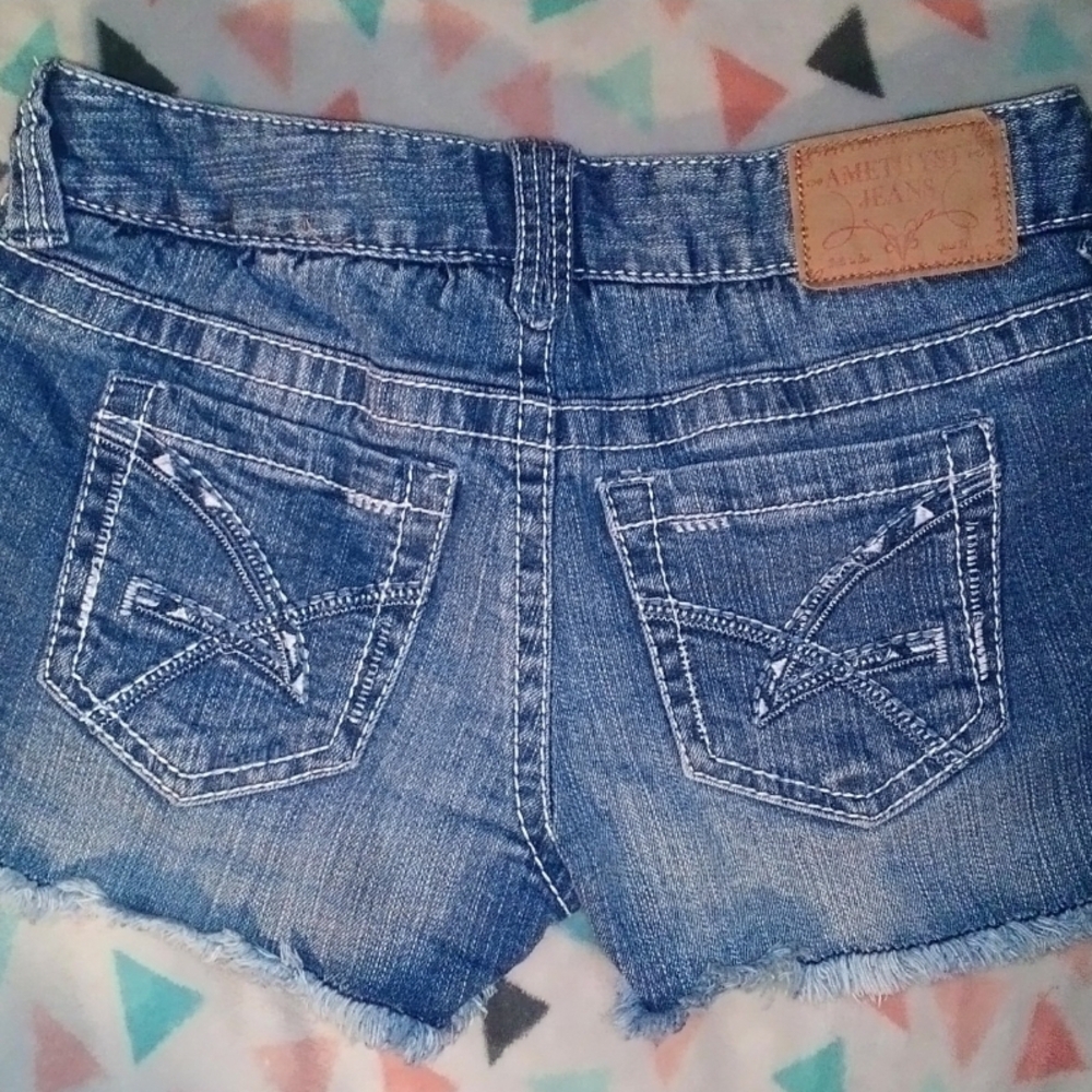 Amethyst Jeans Distressed Blue Jean Shorts - Picture 2 of 4